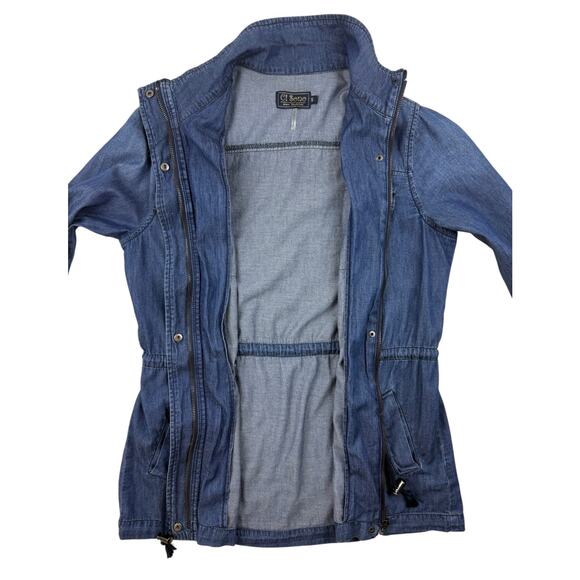 Ci Sono Adorak Jacket Drawstring Waist Blue Denim Cotton Tencel Pockets Sz Small - Picture 6 of 13